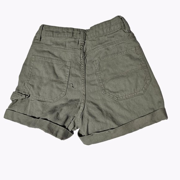 H&M Divided Jean Shorts Womens Size 2 High Waist Green Denim Cuffed - Picture 2 of 4